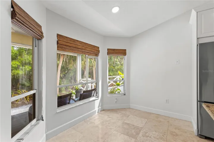 Breakfast nook with peaceful, private yard views