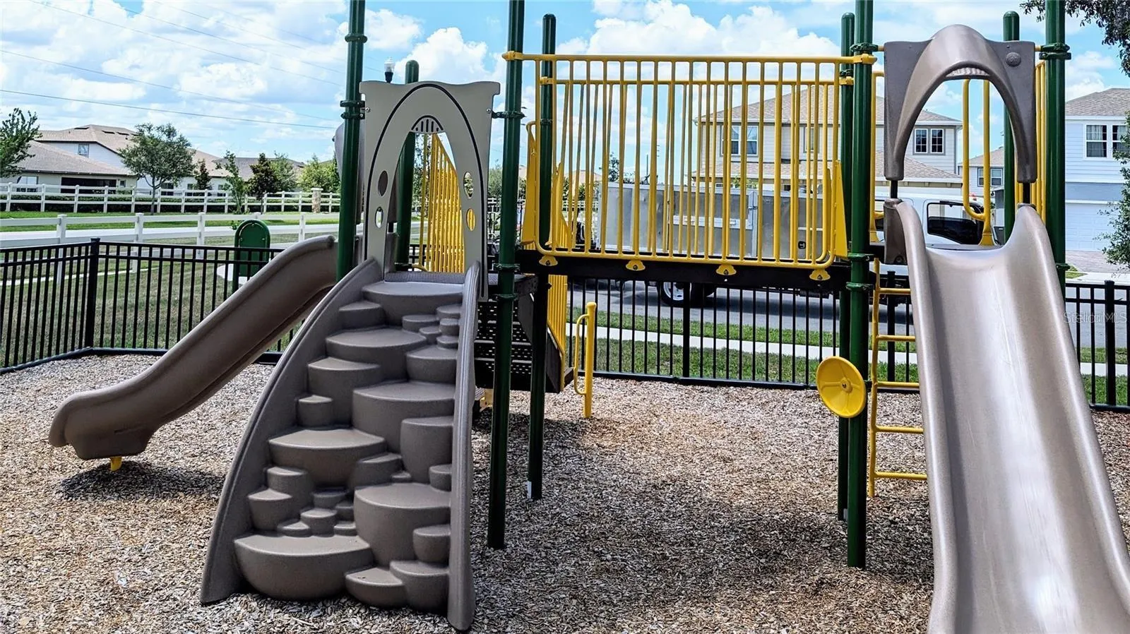 This park has a screen for the kids in the summer