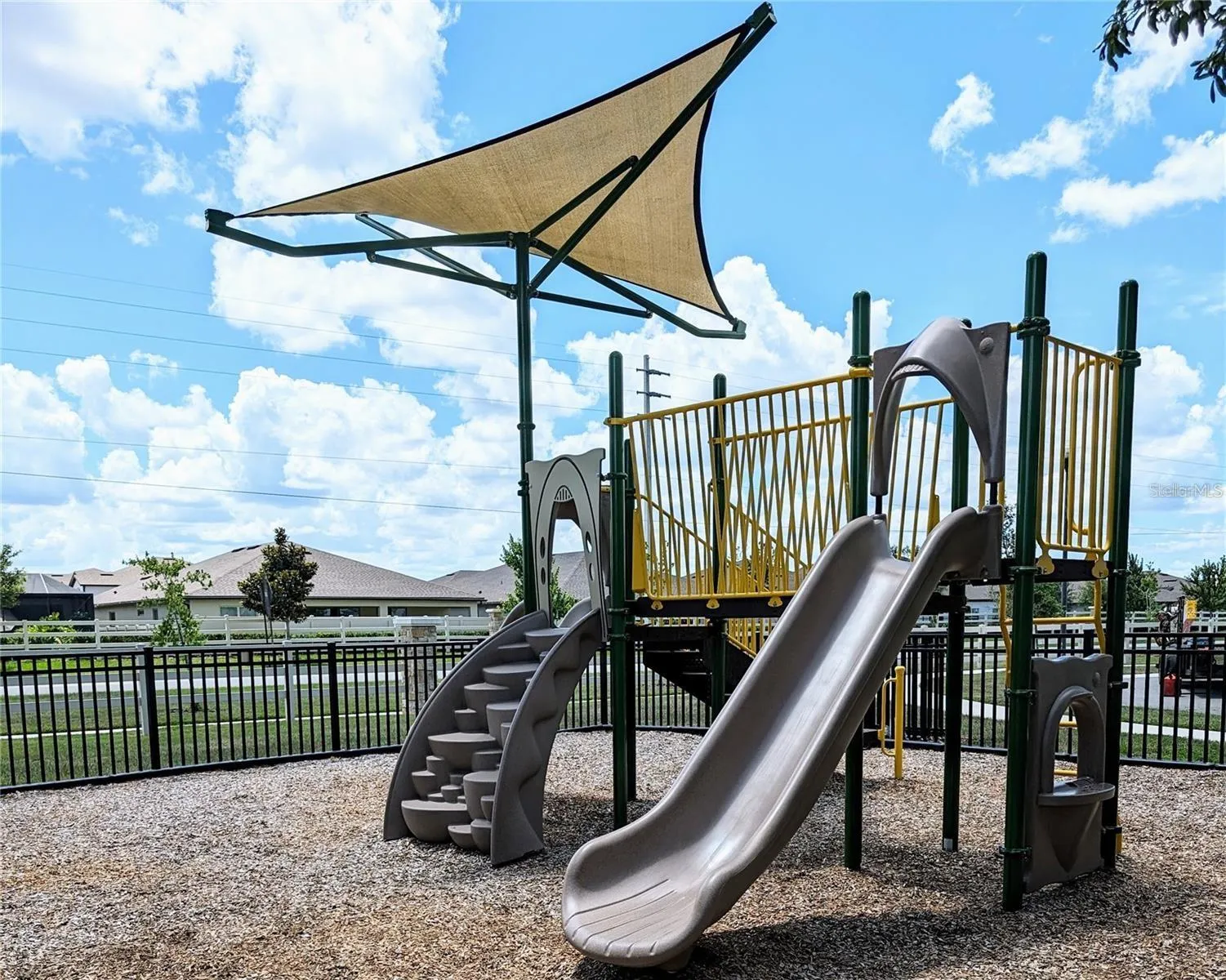 views of the park located at the end of the block