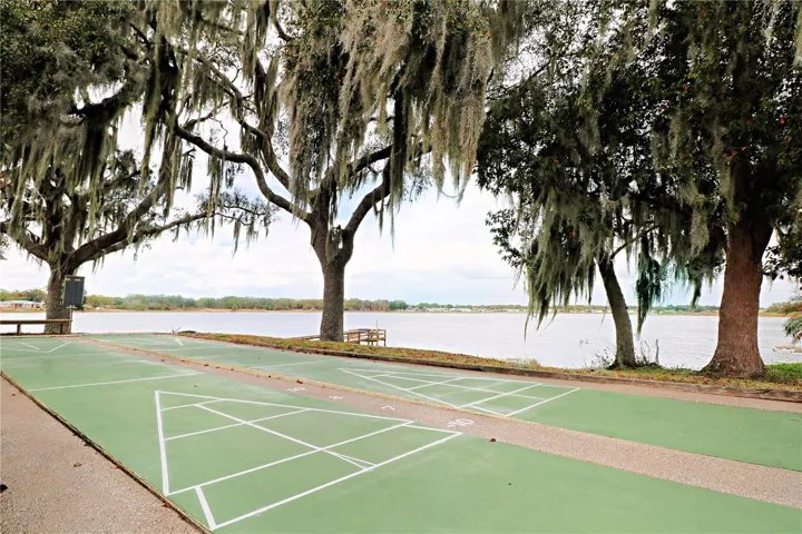 Shuffleboard overlooks the lake