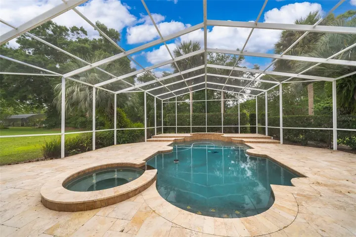 Pebbletec Pool with Cascading Waterfall and Spa