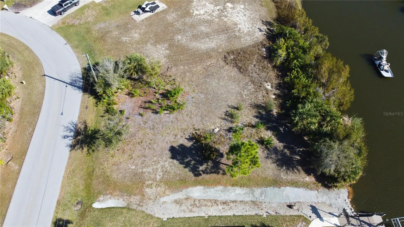 Bird's eye view of a nearby body of water
