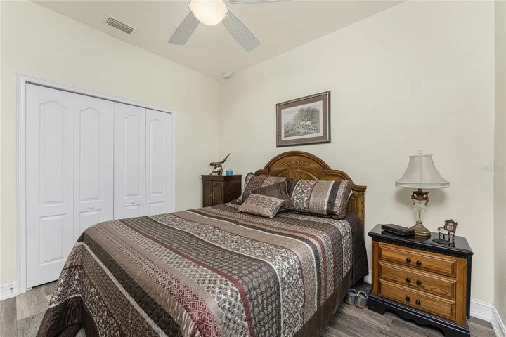 Full length wall closet provides ample storage.