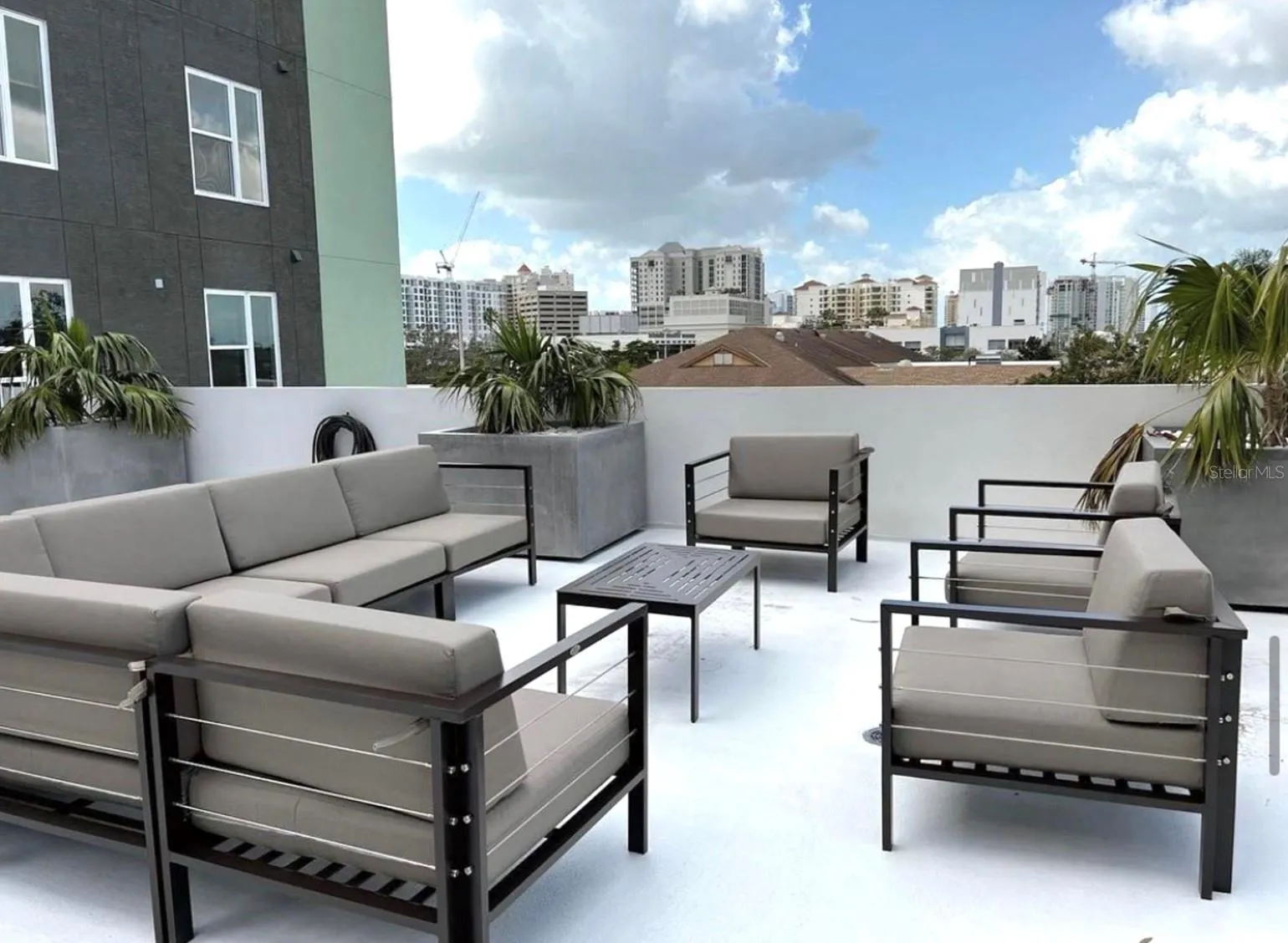 One of the outdoor rooftop common areas