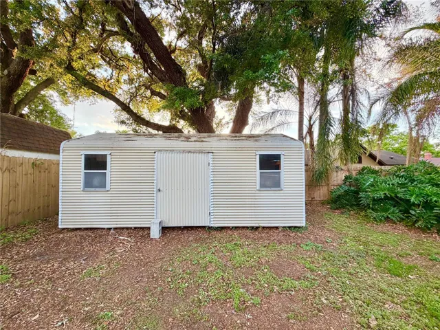 Extra large shed has a lot of organizational space.