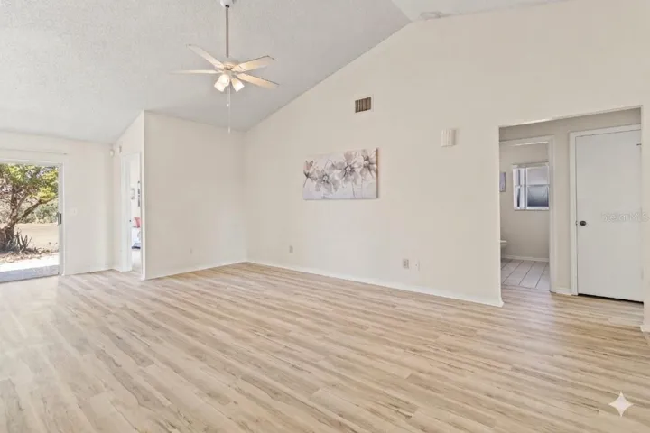 Cathedral ceilings in living room