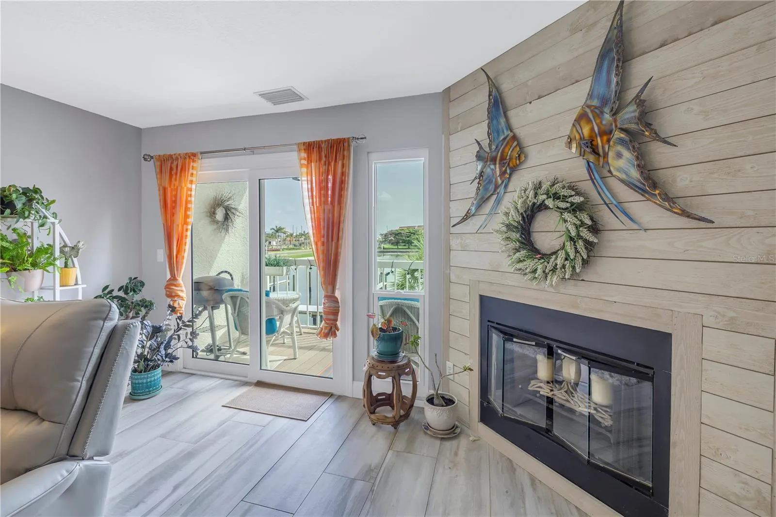 wood burning fireplace