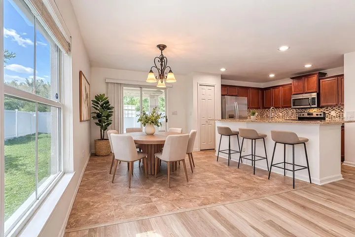 Dining area digitally staged