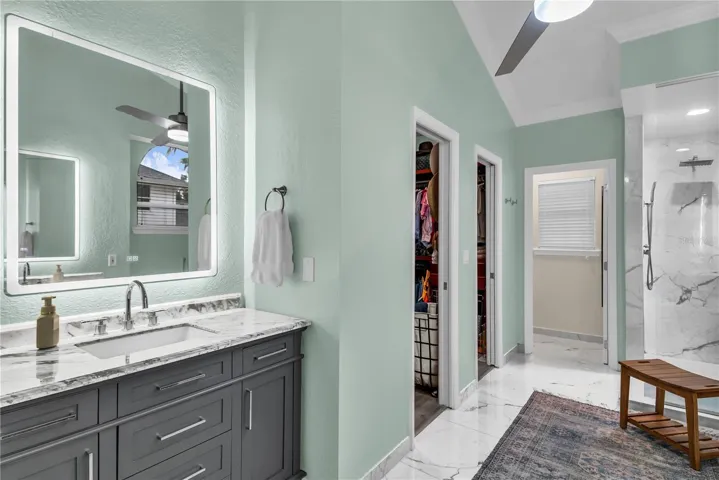 Primary Bathroom with smart mirror with defog function