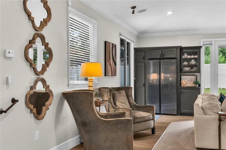 Great Room with Full Size Refrigerator