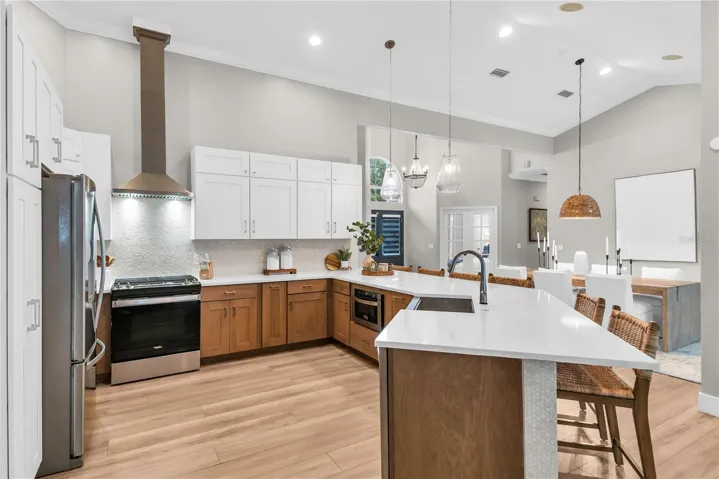 Kitchen with walnut cabinetry