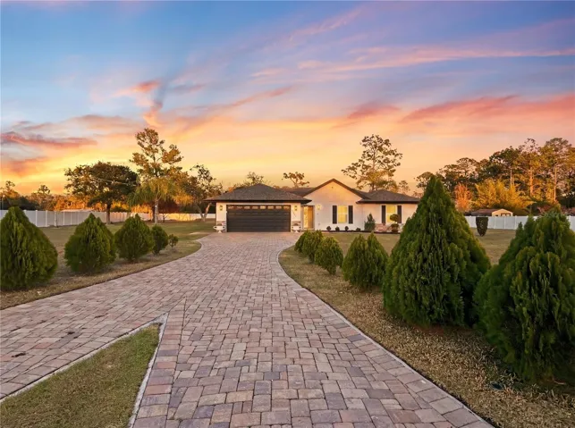 Driveway at sunset