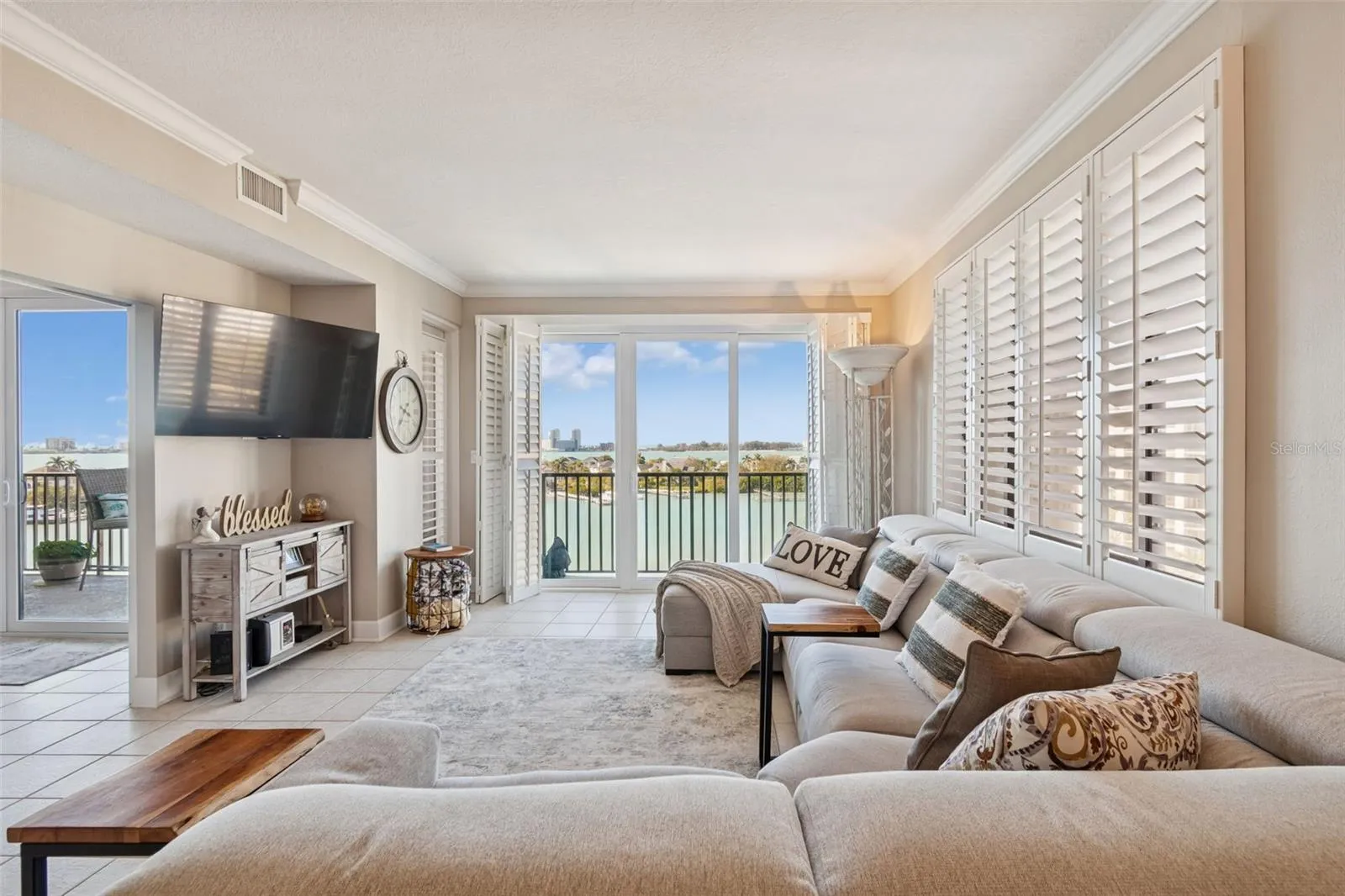 Spacious Open Living Room. Spectacular views of the Intracoastal, Harbor/Bay in every room!