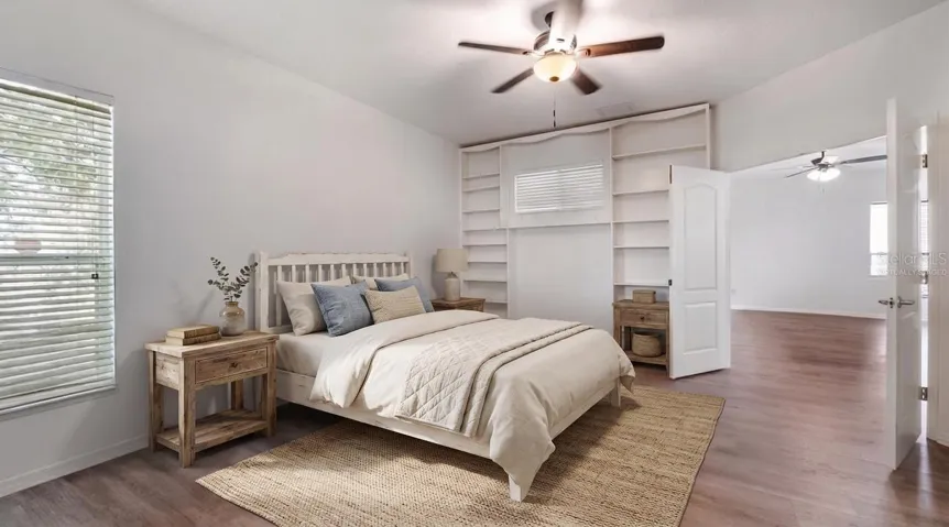 virtually staged primary bedroom