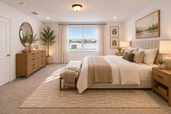 Virtually staged primary suite