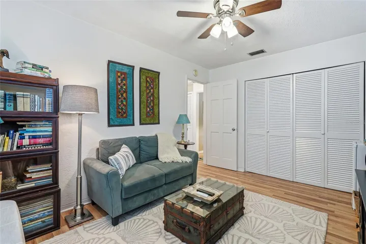 Make this third bedroom work for you as a sleeping space, home office, or cozy den, with a wide closet for everyday storage.