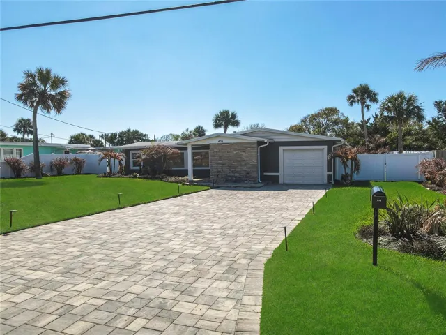 New paver driveway, landscape lighting