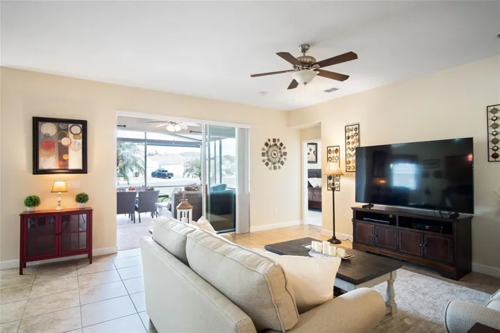 Family Room leads to screened covered Lanai