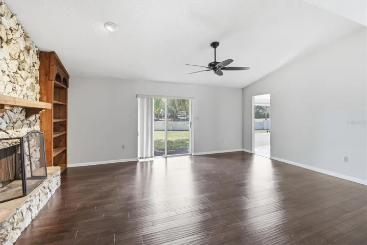 Family room with sliding doors