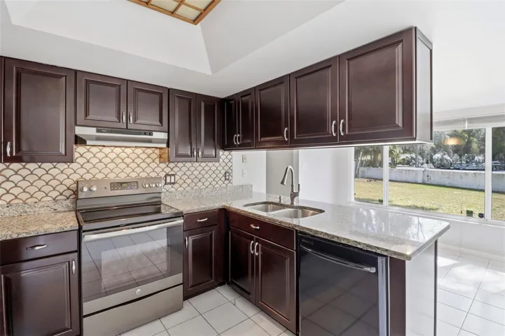 Updated kitchen with view of park