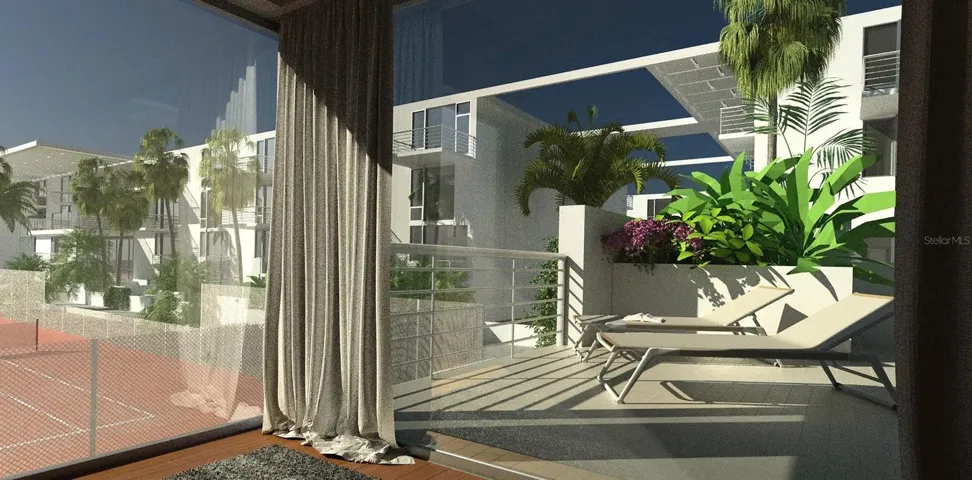 Builder Rendering of Outdoor Terrace Unite with Direct View of Competition Play!