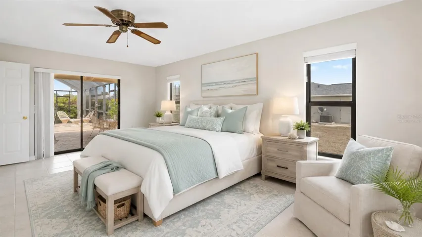 Primary bedroom virtually staged to reflect full potential of property