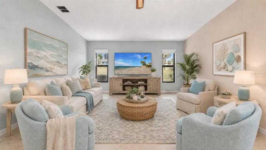 Family Room virtually staged to reflect full potential of property