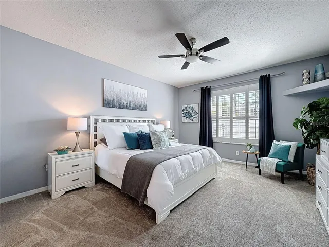 Private master bedroom with views to the back yard.  New carpet and plenty of room.