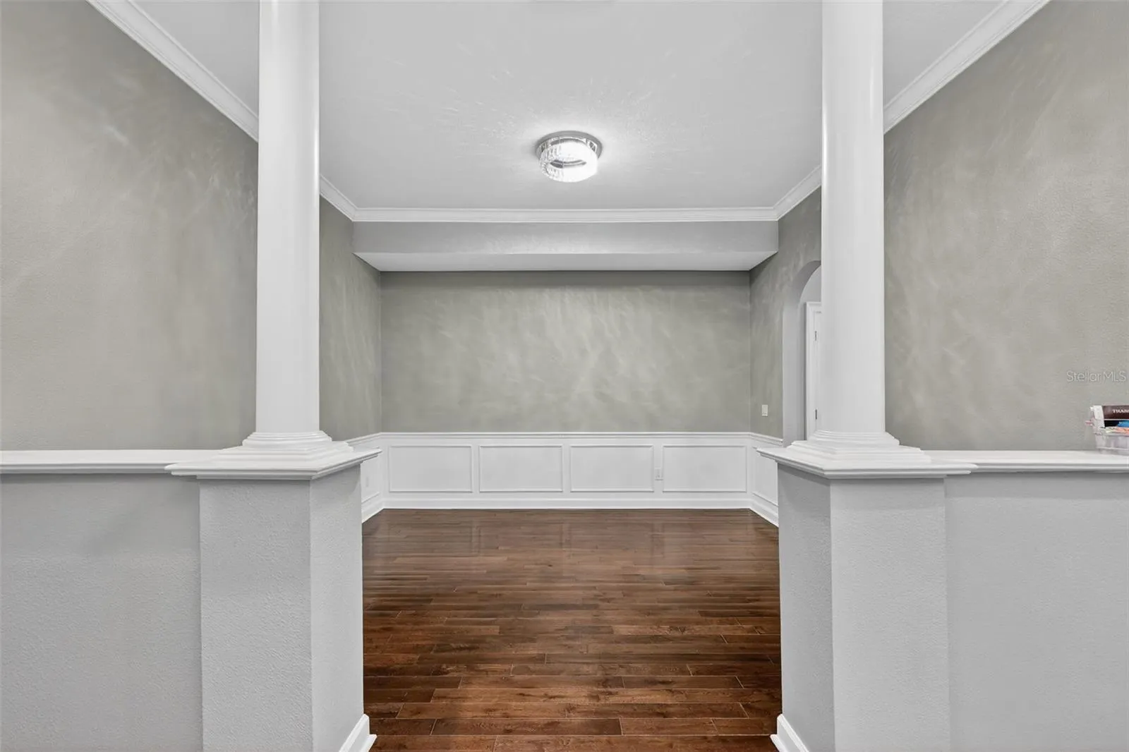 The dining room is open and spacious and leads into the kitchen.