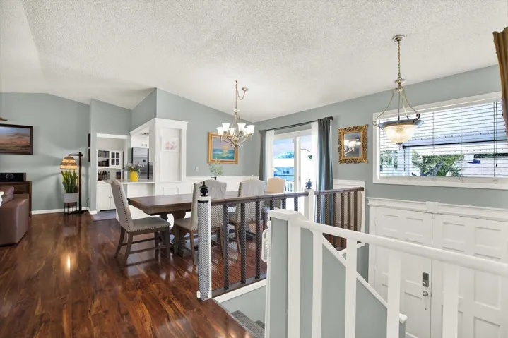 View of Kitchen and dining from hallway