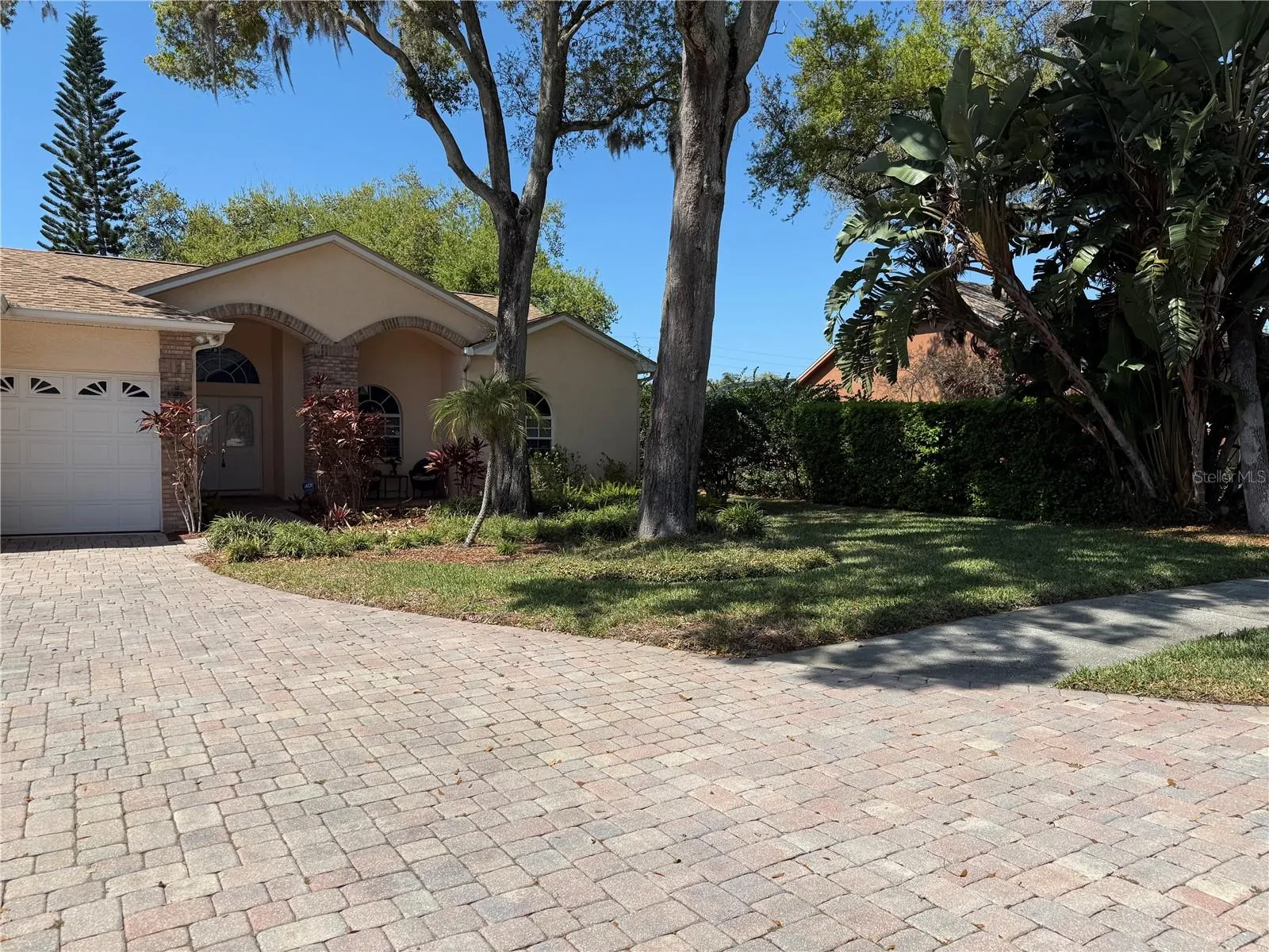 Expansive Driveway with pavers and ample room for parking
