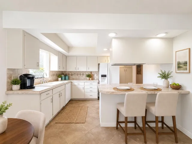 Need more sitting area options this kitchen has plenty of space. A bright, happy kitchen designed for everyday living.