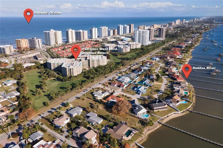 Aerial view with both coasts
