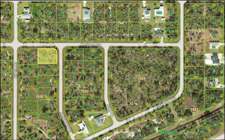 Yellow highlighted square is lot location.