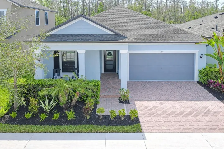 Attractive curb appeal with modern architectural details.