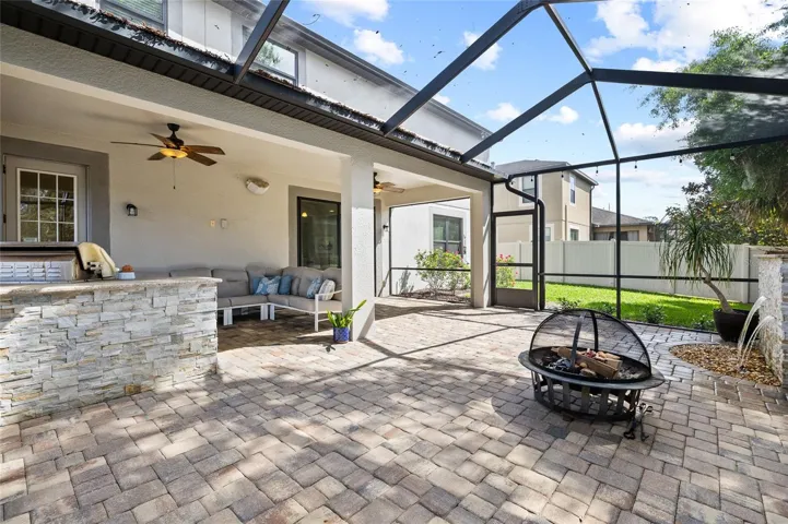 Oversized Screened In lanai and Waterfall Feature
