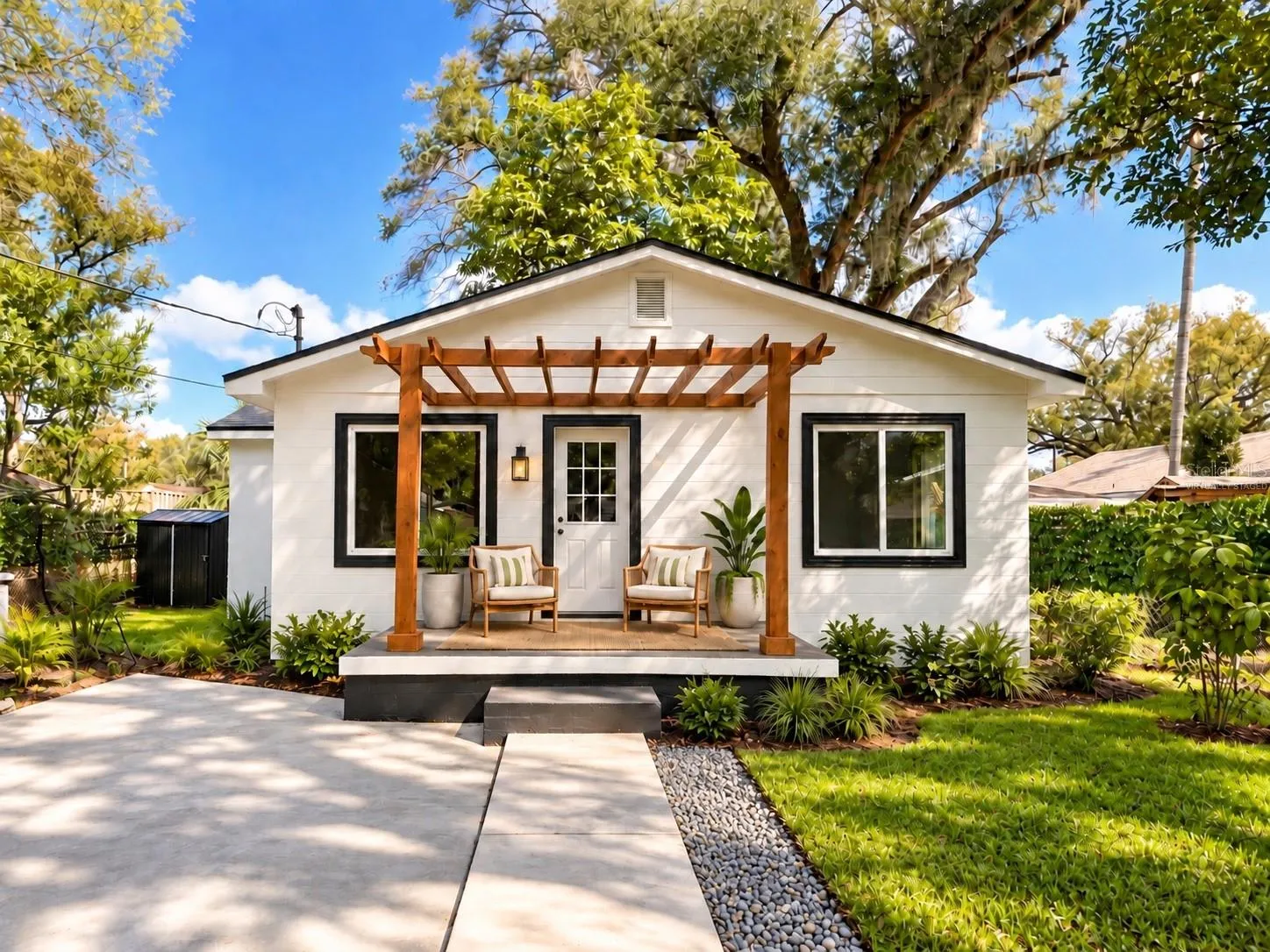 Virtually Staged Exterior Front Yard.