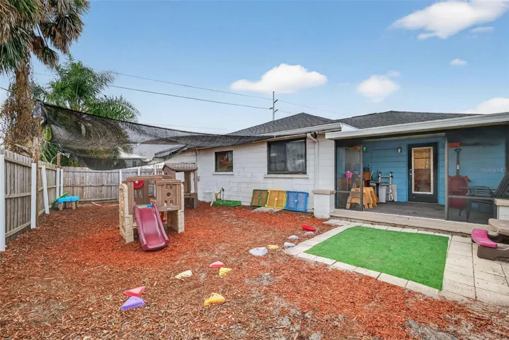 Backyard private fenced play area