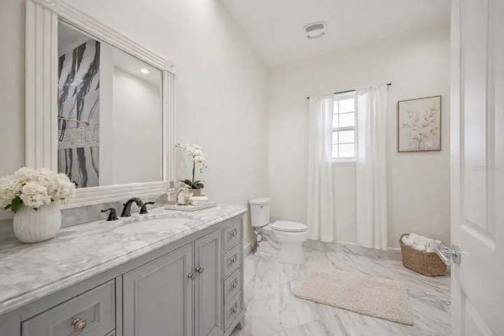 Primary bathroom - en-suite - Virtual staging added to demonstrate possible furniture placement.