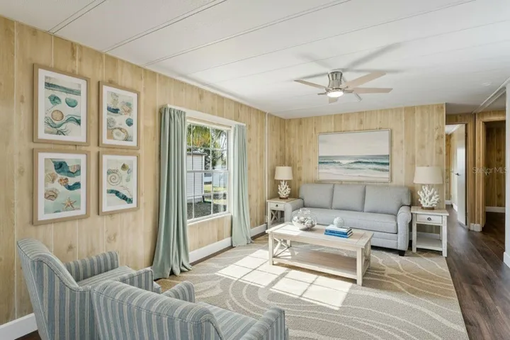 virutally staged family room