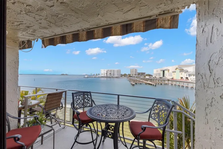PORCH/PATIO WITH AWNING LOOKING AT CALADESI ISLAND