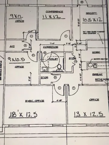 Floor plan has 5 office + public areas