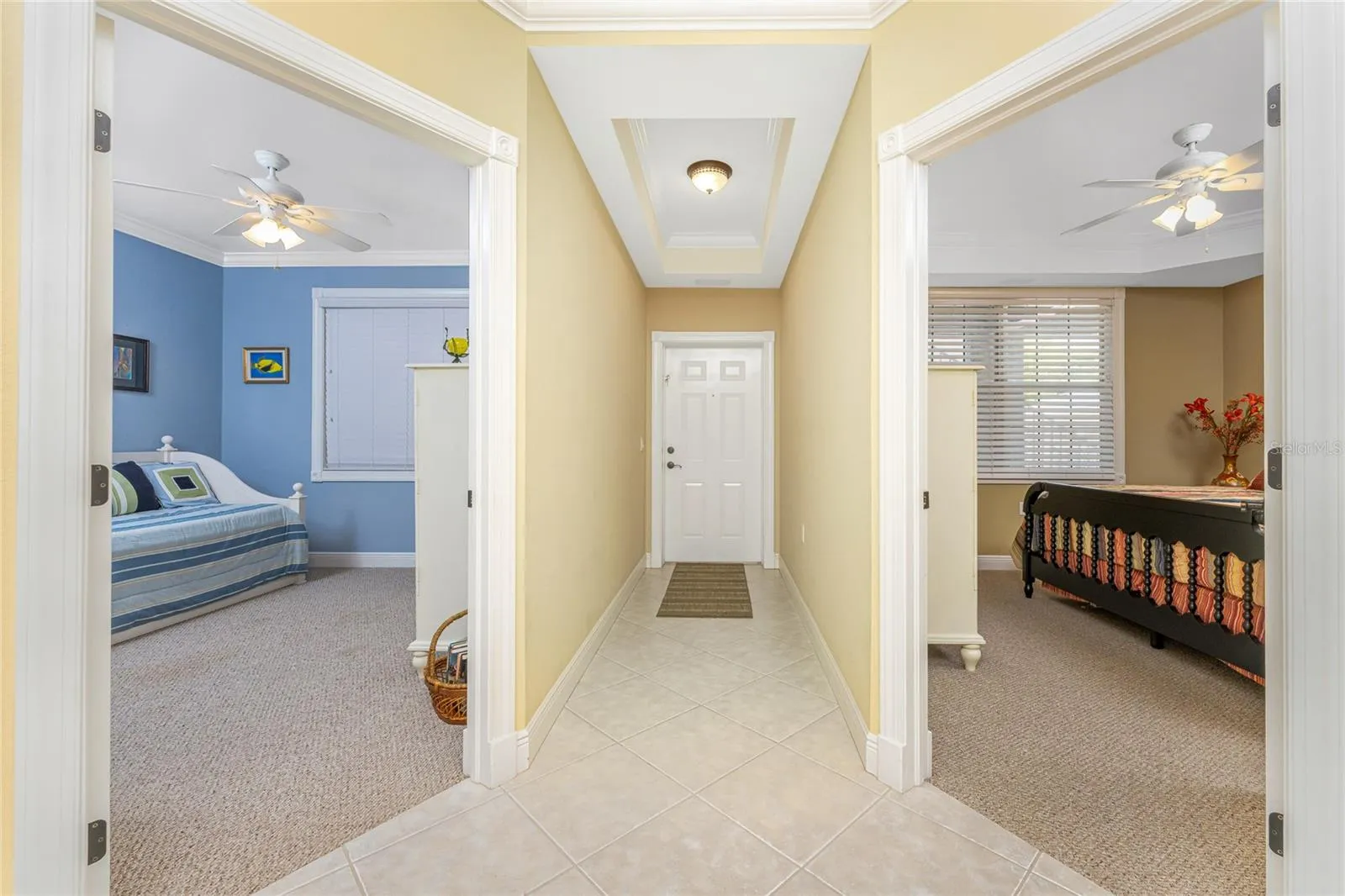 5½" designer base molding, and 3½",  custom casing, single tray ceiling, solid core doors