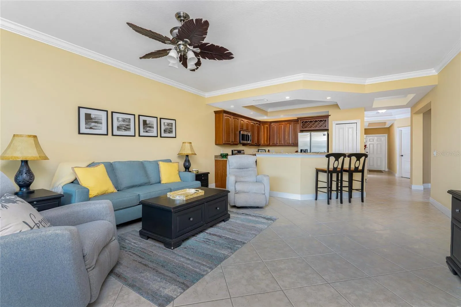 The living room flows effortlessly to the waterfront  making every day feel like a getaway