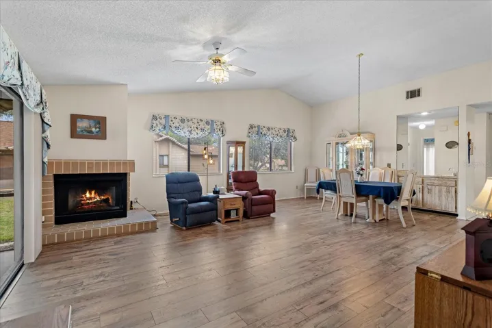 Wood burning fireplace