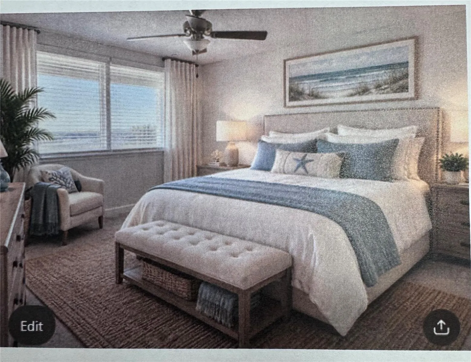 Virtually staged photo to show furniture placement