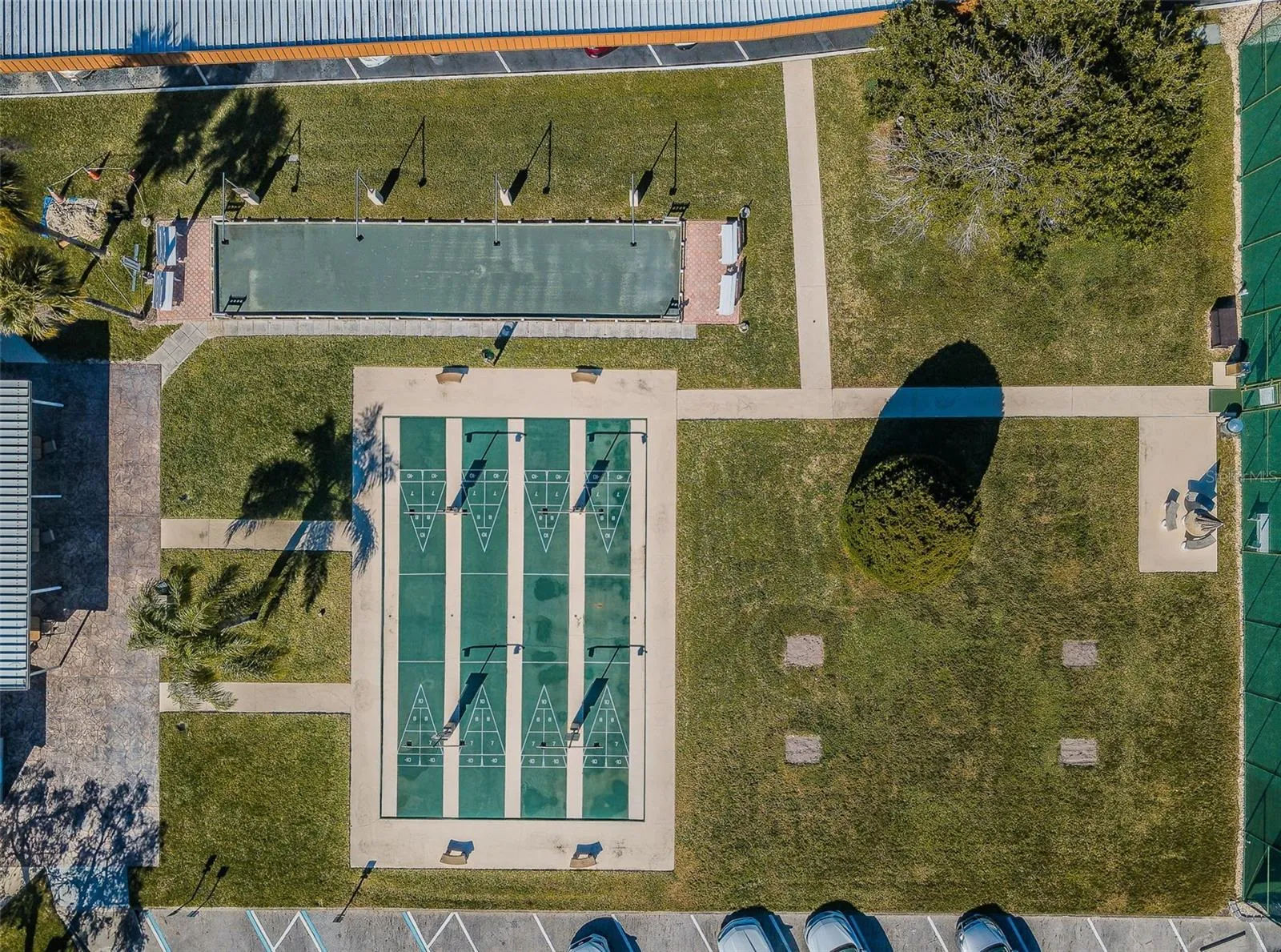 Shuffleboard and bocce ball courts