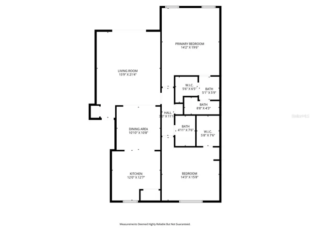 Floorplan, balcony patio is at top of diagram above the living room