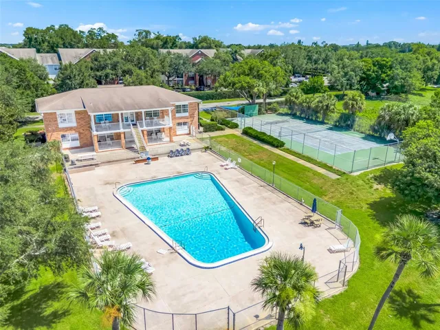 Overhead view of Clubhouse and pool complex