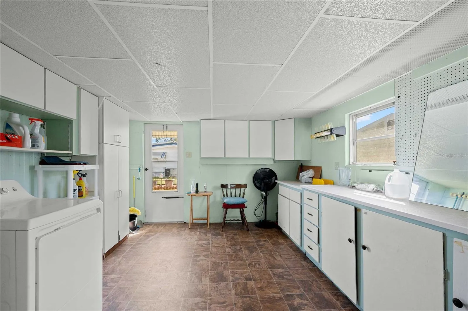 Large oversized laundry area.